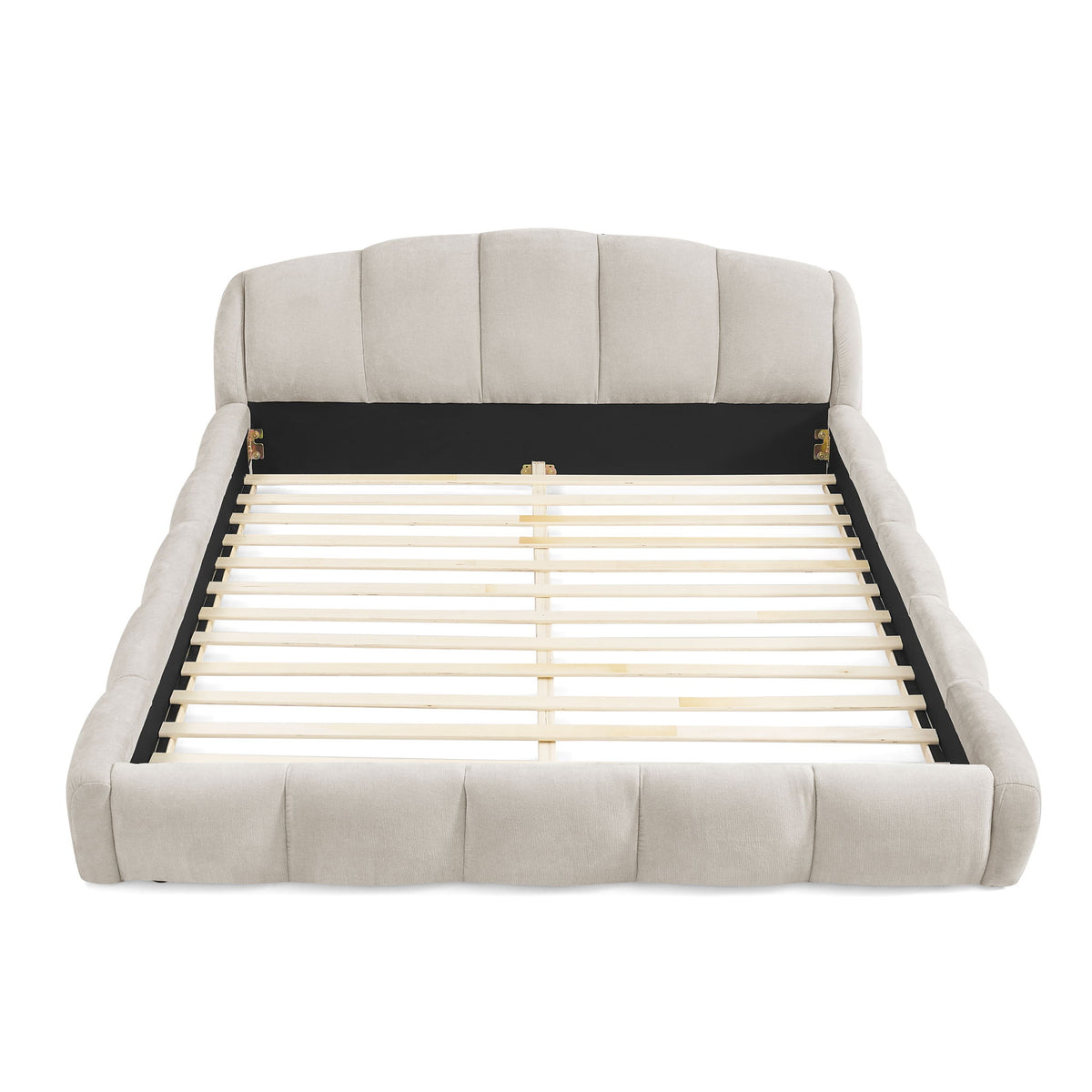 Upholstered Platform Bed Frame, Low Profile Floor Bed, No Box Spring Required