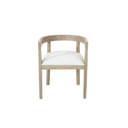 Modern Mid Century Dining Arm Chair Set With Upholstered Frame - Natural