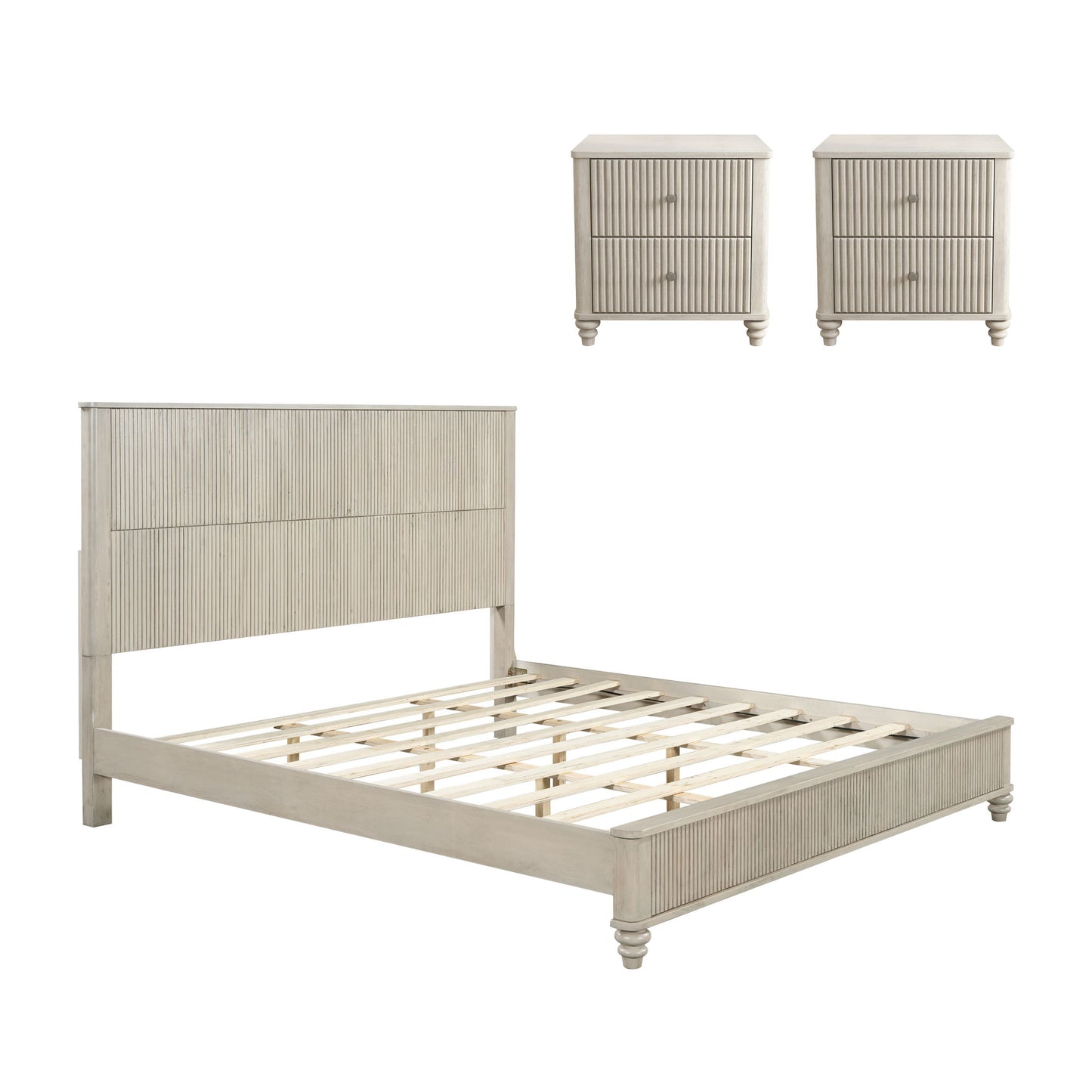 3 Piece Bedroom Set With Bed And 2 Nightstands