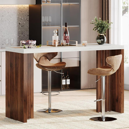 Home Bar Height Table For Kitchen - Brown / White