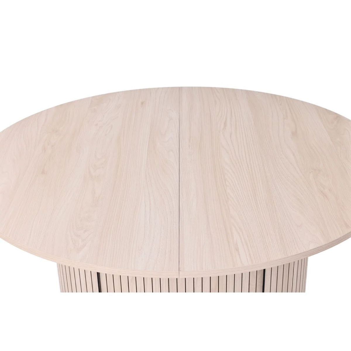 Extendable Round Dining Table With Hidden Storage Base - Ivory