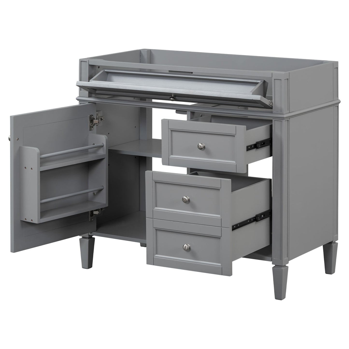 Bathroom Vanity With 2 Drawers And Tip-Out Drawer, Storage Cabinet