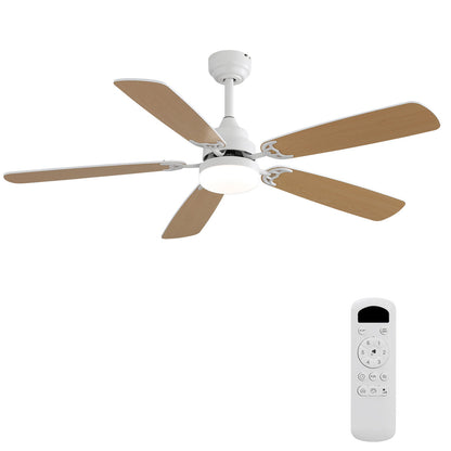 52" Ceiling Fan With LED Light, 6 Speed Remote Control, Reversible DC Motor