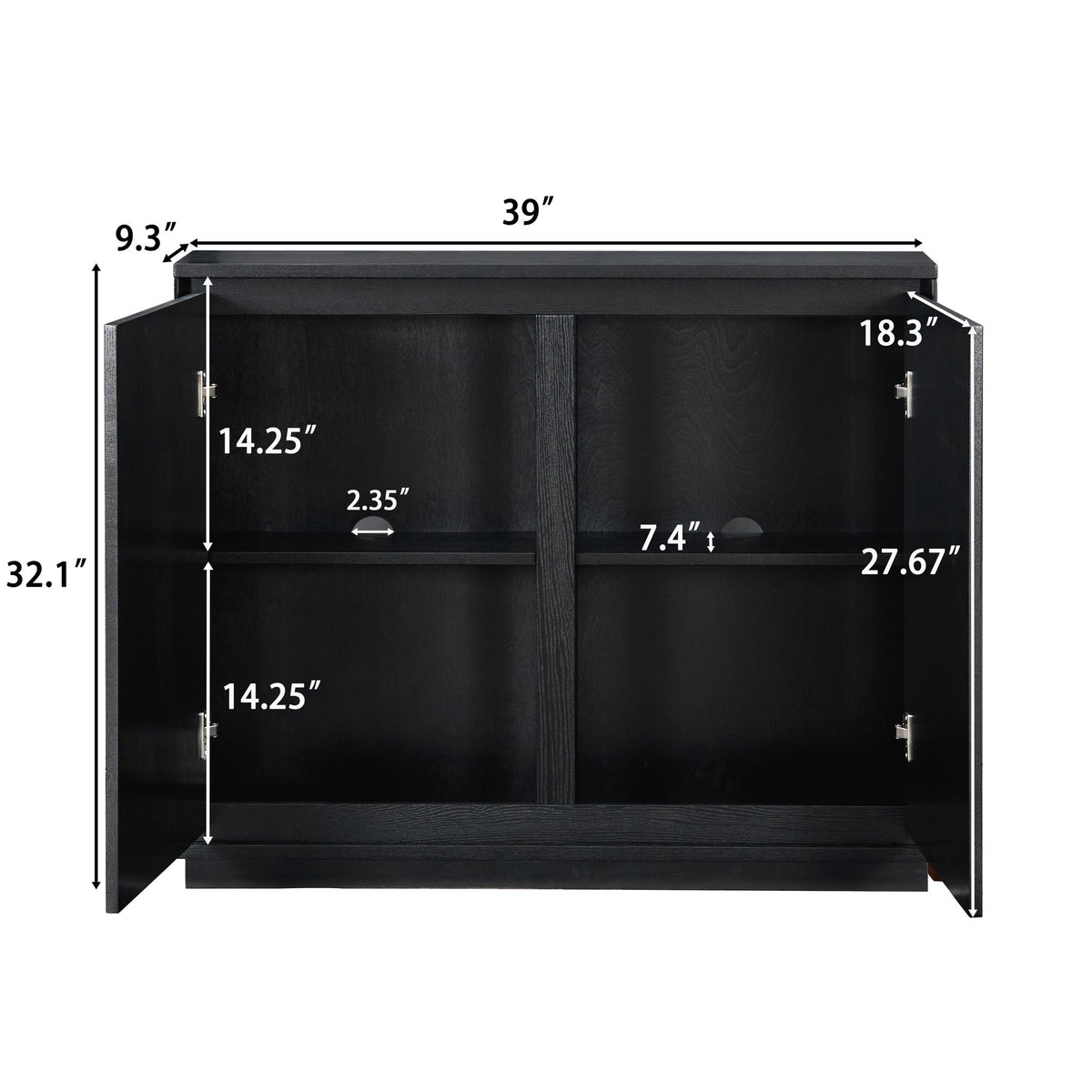 Arched Sideboard Cabinet With 2 Outlet Holes, Storage Buffet Cabinet