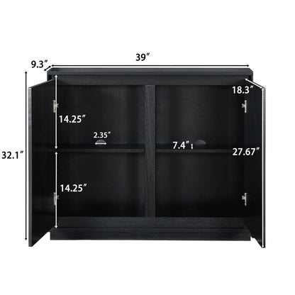 Arched Sideboard Cabinet With 2 Outlet Holes, Storage Buffet Cabinet