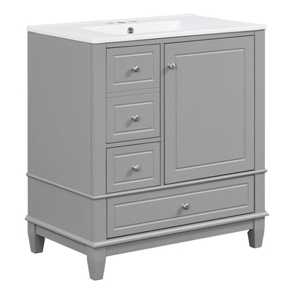 Freestanding Bathroom Vanity With Sink, Soft Close Door, 3 Drawers