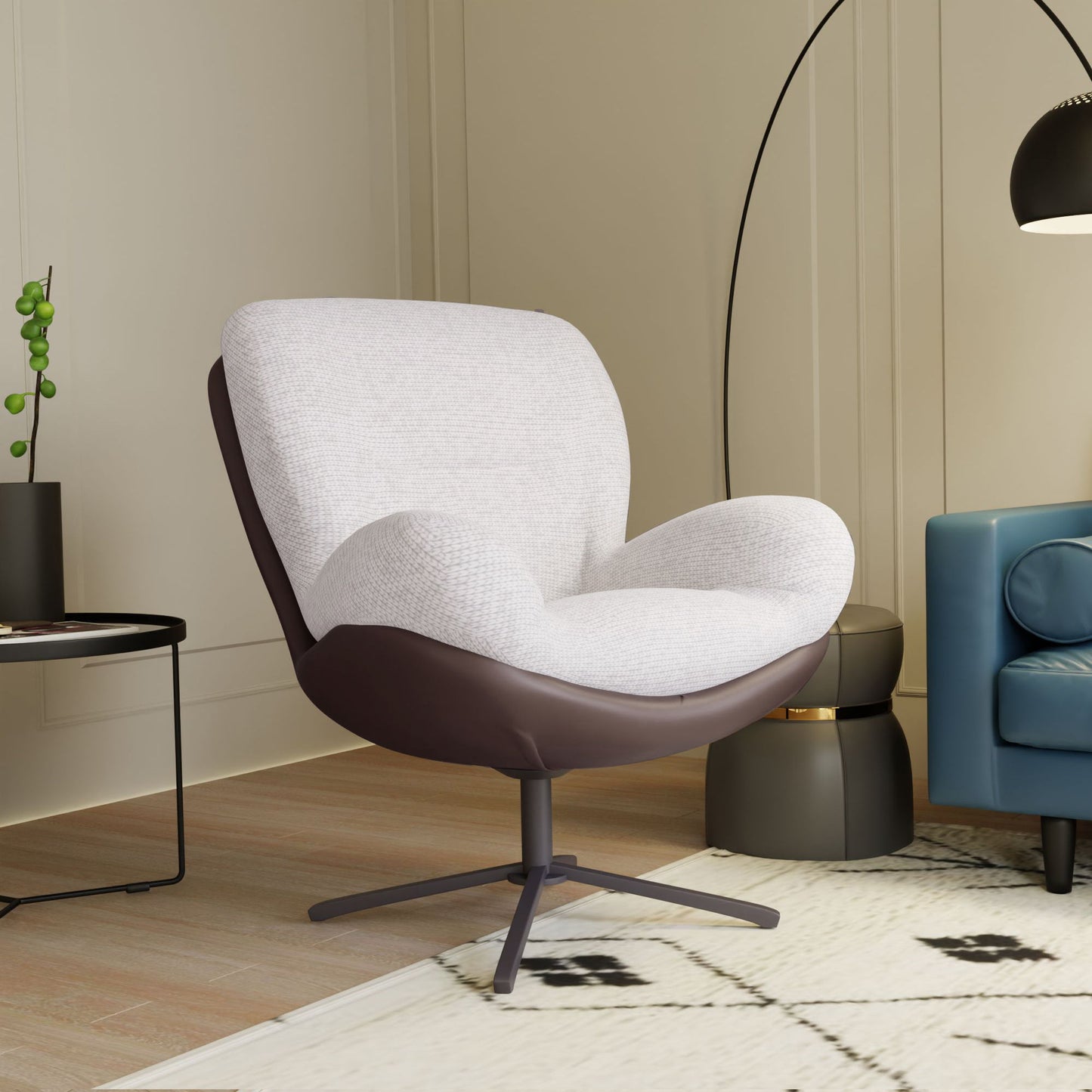 360° Swivel Office Chair, No Wheels