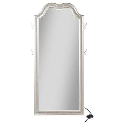 Colwood - Full Floor Mirror With LED Lighting And Storage Hooks - Silver