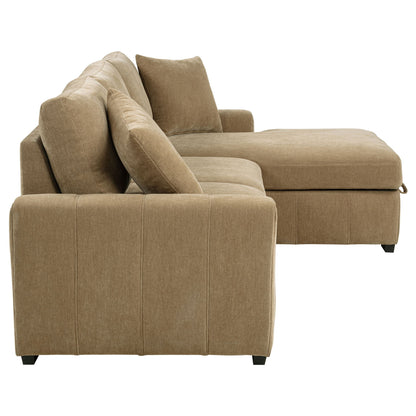 Logan - Sleeper Sectional Sofa With Right Arm Chaise - Camel