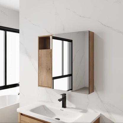29.63" Wall Mounted Bathroom Cabinet With Adjustable Shelves Storage Cabinet - Imitative Oak