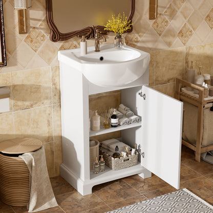 20" Bathroom Vanity With Bulged Sink, Freestanding Single Vanity Set, Soft Close Door