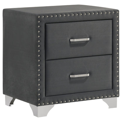 Upholstered 2 Drawer Nightstand With Accents