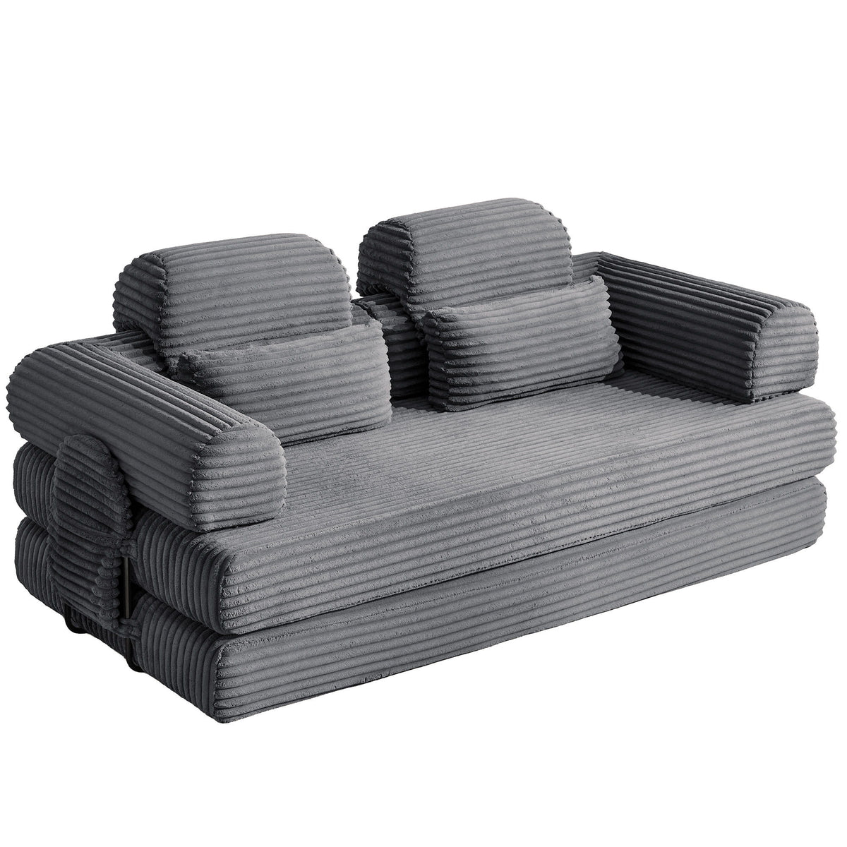 Convertible Sleeper Sofa With & Side Storage Pocket, Foldable Upholstered Couch For Living Room