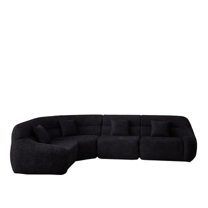 Luxury Curved Corner Sectional Sofa With 4 Pillows