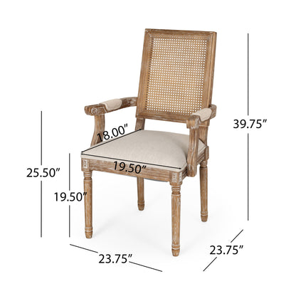 Upholstered Dining Chair With Cane Backrest
