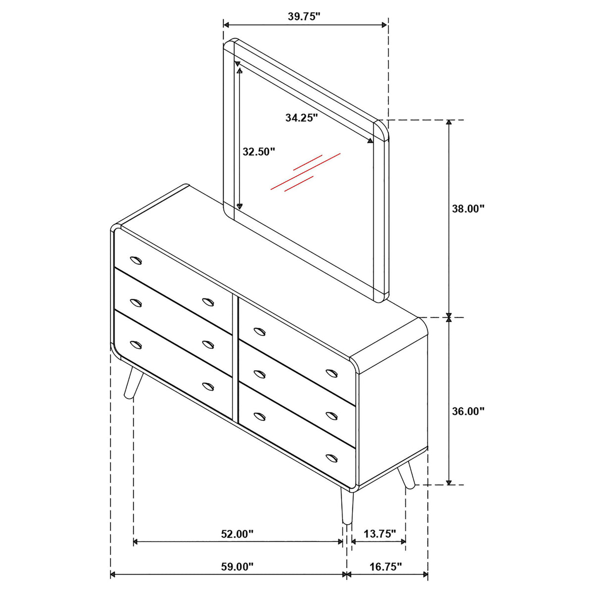 Winston - 6 Drawer Dresser With Mirror