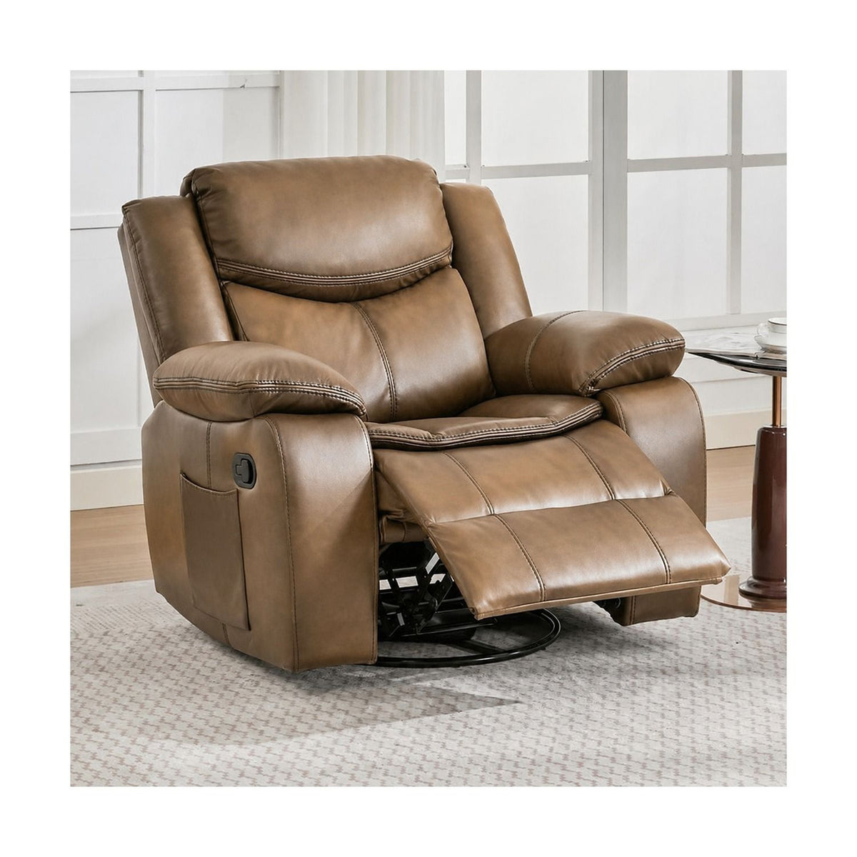 Rocker Recliner Chair With Manual Recline And 360° Swivel Base