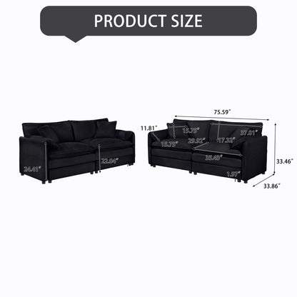 Modern Oversized Deep Seat Luxury 2 Piece Sofa Set With 4 Pillows