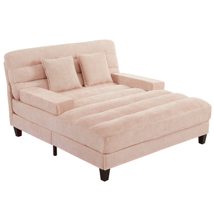 Chaise Bed Lounge Sofa Chair With Adjustable Backrest And LED Light Strip