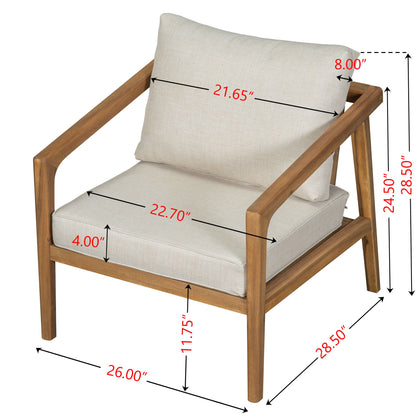 Westin - Outdoor Acacia Wood Club Chair (Set of 2) - Teak / Beige