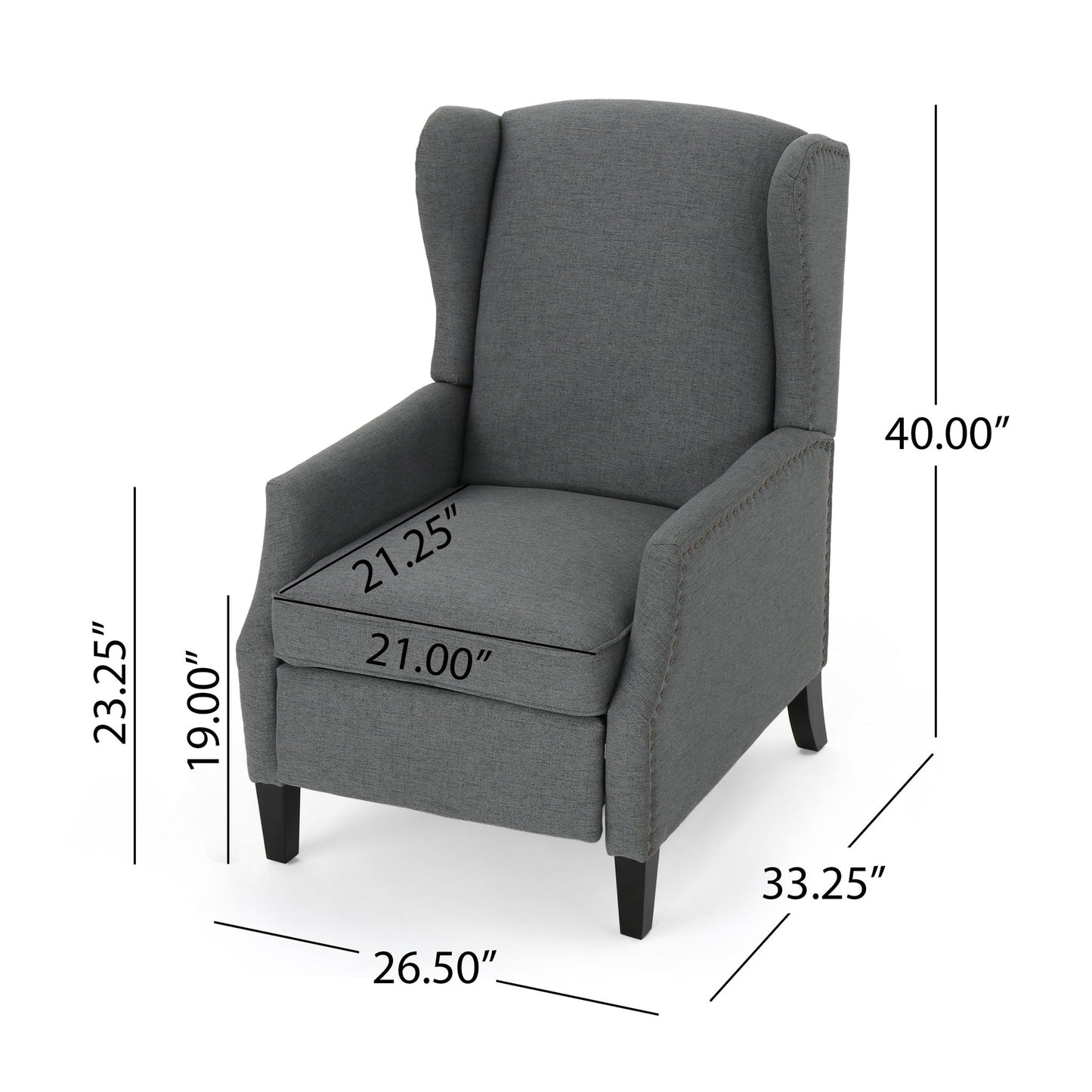 Westeros Wing Back Fabric Upholstered Recliner