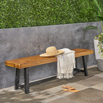 Cloud - Outdoor Bench With Acacia Wood Frame And Slat Panel Design