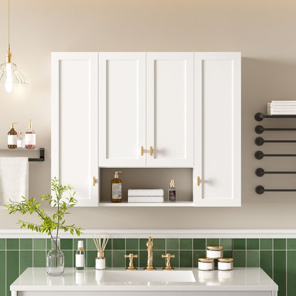 30" Bathroom Cabinet With 5 Adjustable Shelves, Wall Mounted Medicine Cabinet - White