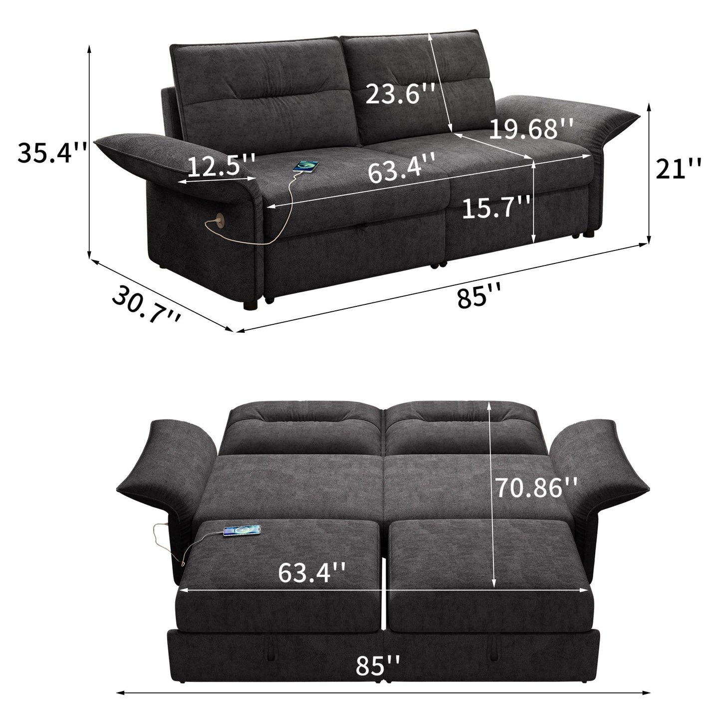 Sofa Bed With Convertible Design, Living Room Furniture