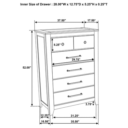 Pelton - 5 Drawer Chest - Oak