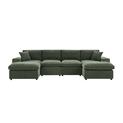 Upholstered Symmetrical Modular Sectional With 6 Seating