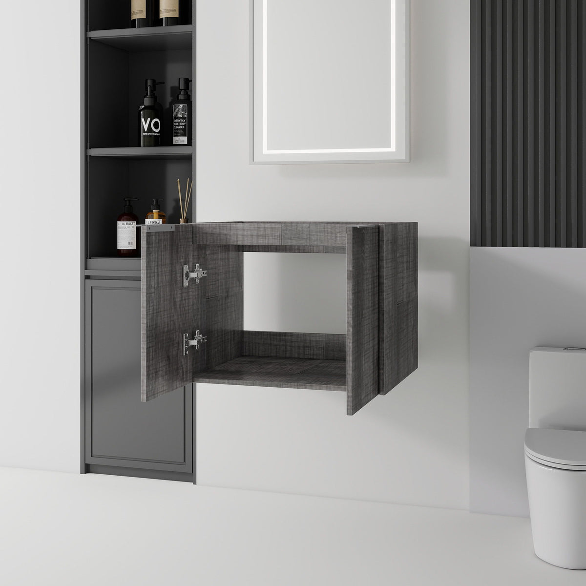 Floating Bathroom Vanity Cabinet With Soft Close Double Doors, Spacious Interior Storage, Wall Mounted, Cabinet Only