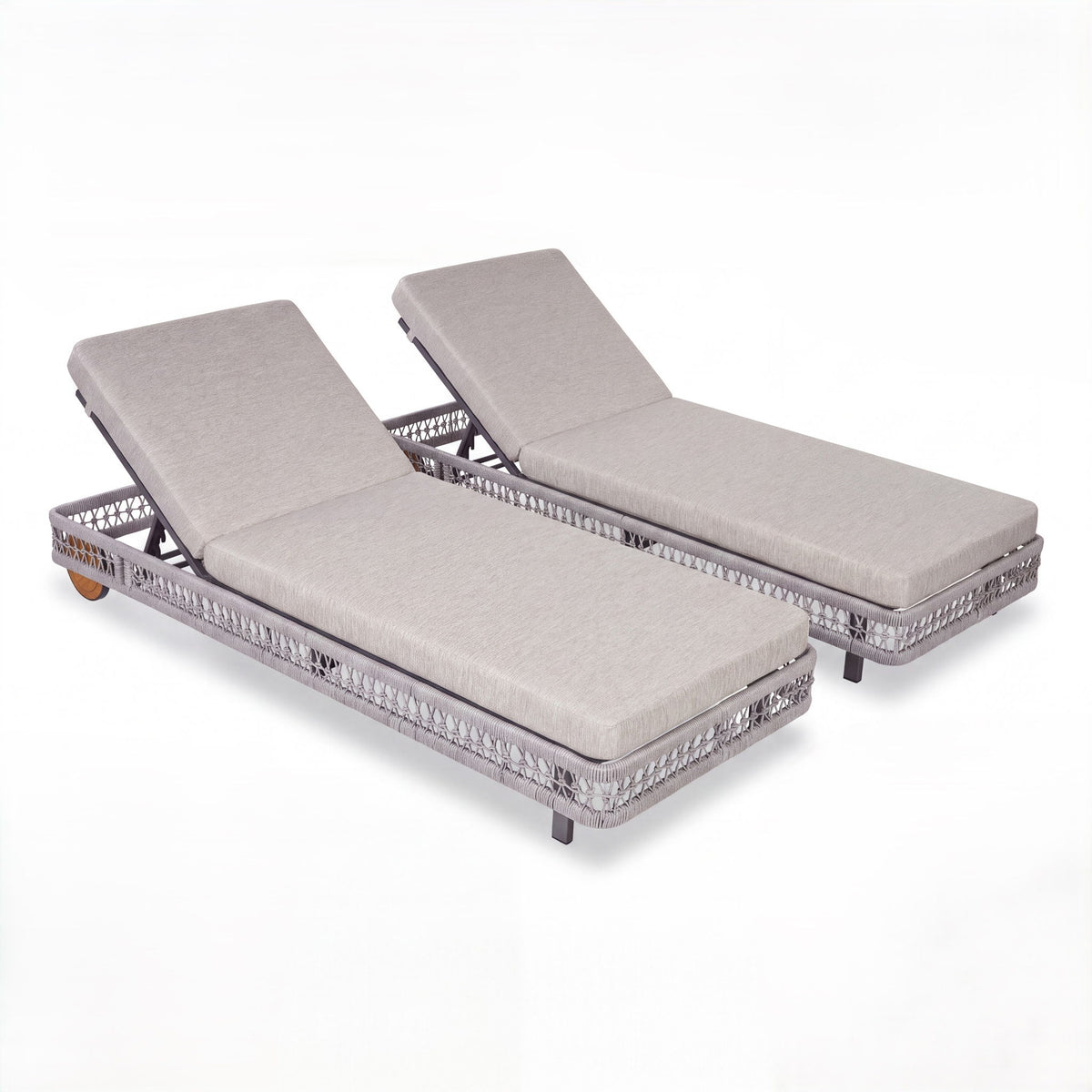 Outdoor Chaise Lounge & Wheels, 5 Position Adjustable Backrest