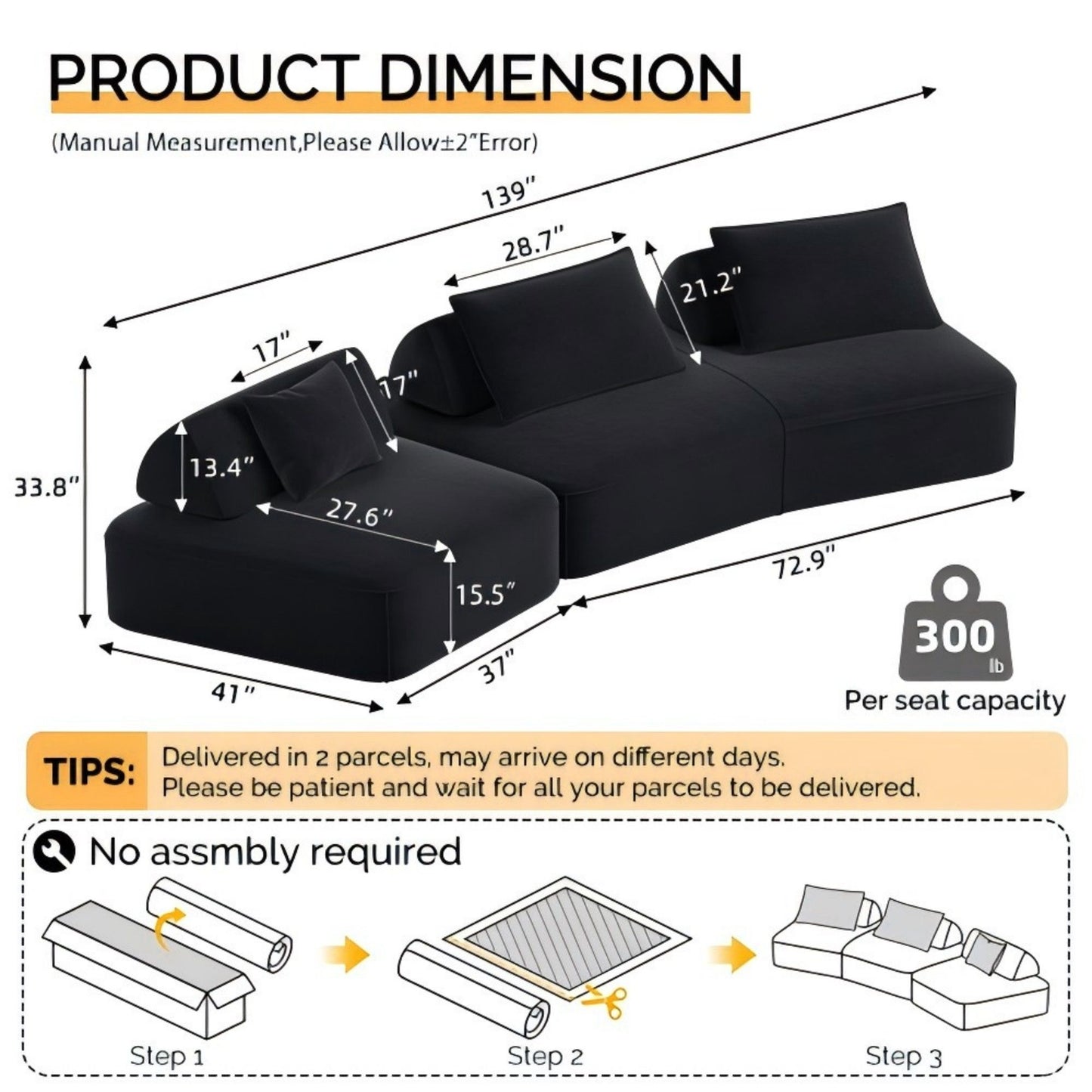 Modern Luxury Oversized Modular Sectional Sofa Set
