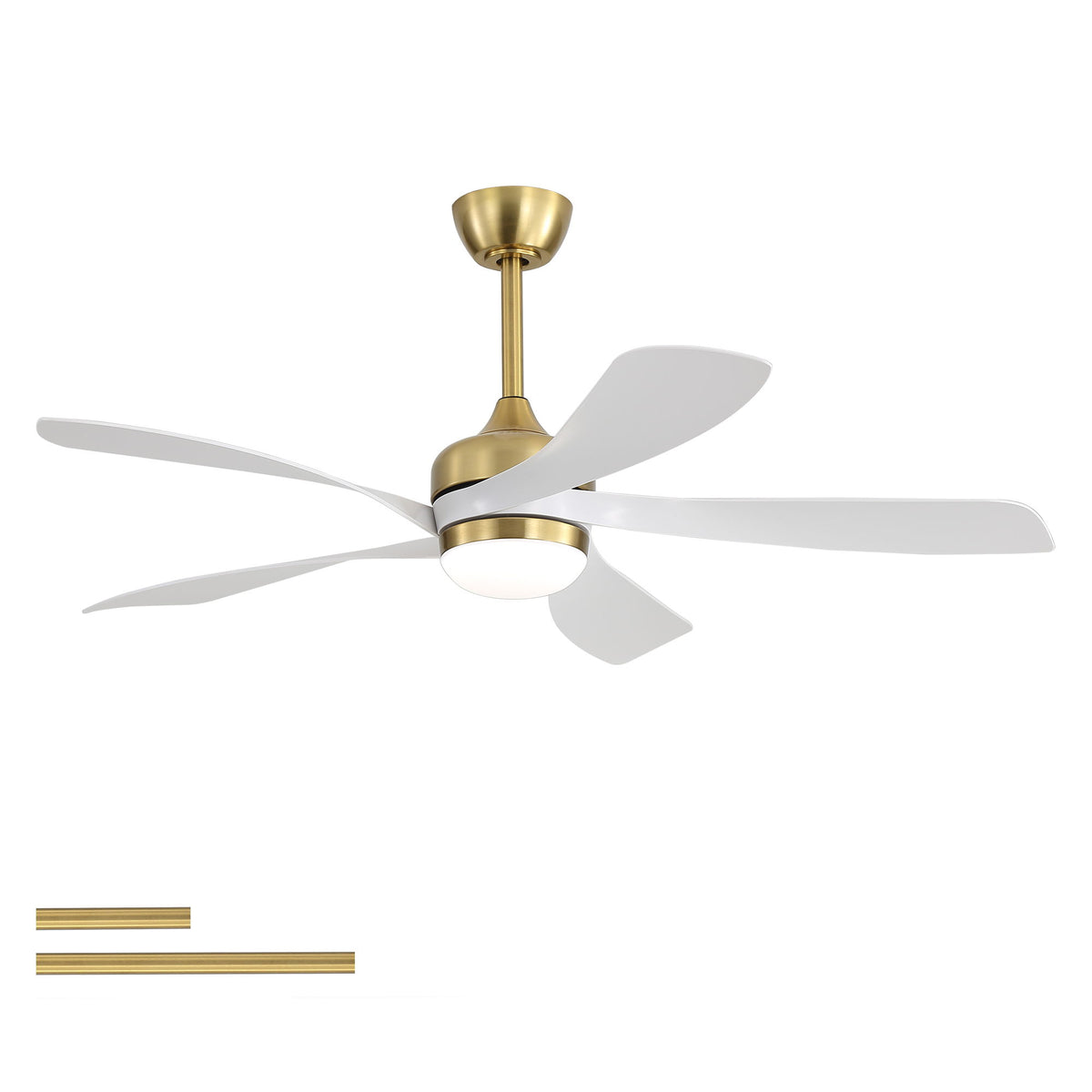 52" Indoor Ceiling Fan With 3 Color Dimmable LED Light Blades, Reversible DC Motor, Remote Control