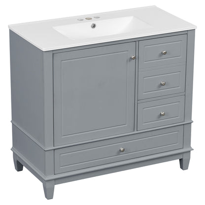 Modern Bathroom Vanity With Sink, 3 Drawers & Cabinet