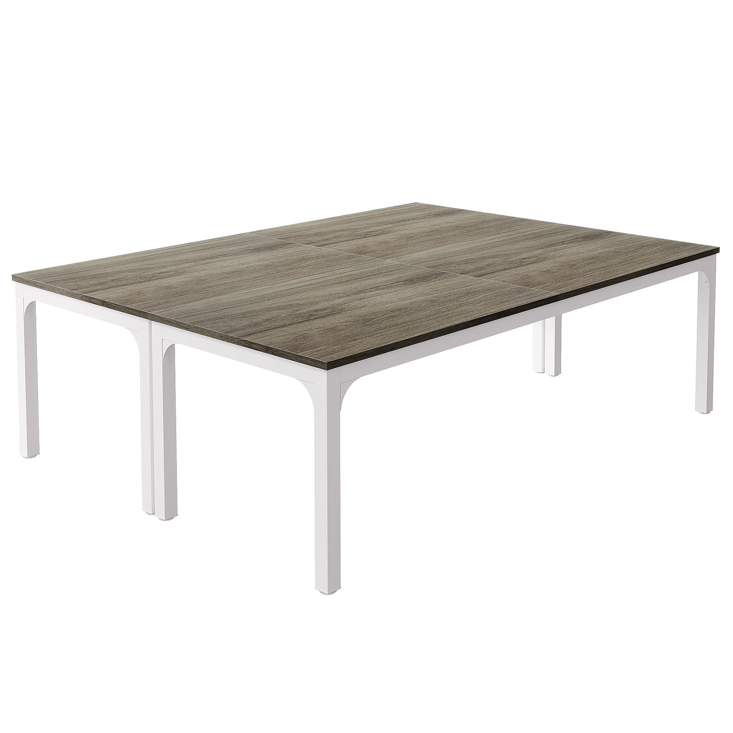 Extra Long 2 Person Computer Desk With, Collaborative Workstation For Home Office - White / Oak