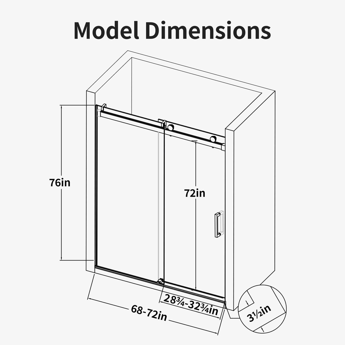 Frameless Sliding Shower Door With Soft Close - Brushed Nickel