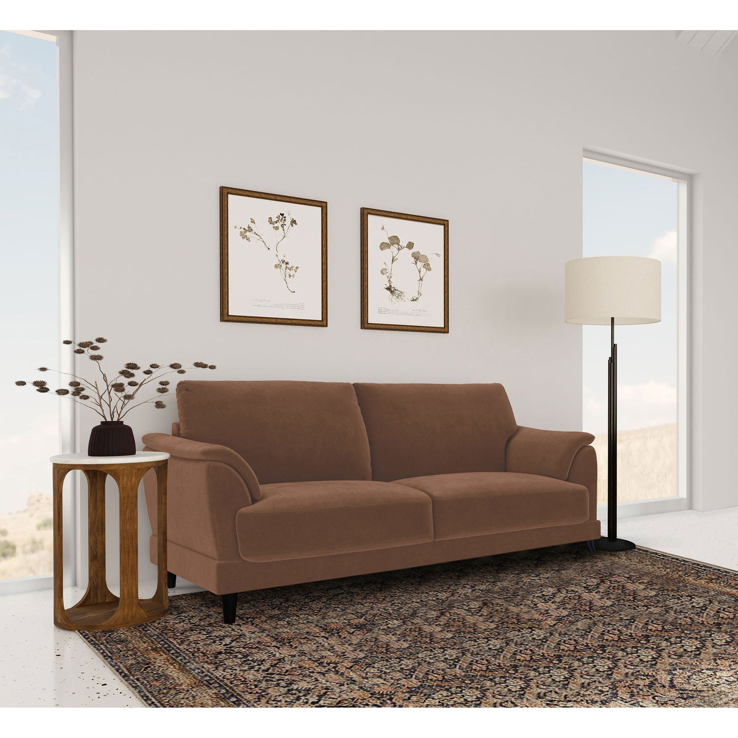 Dania - Sofa With Tufted Arms - Rust