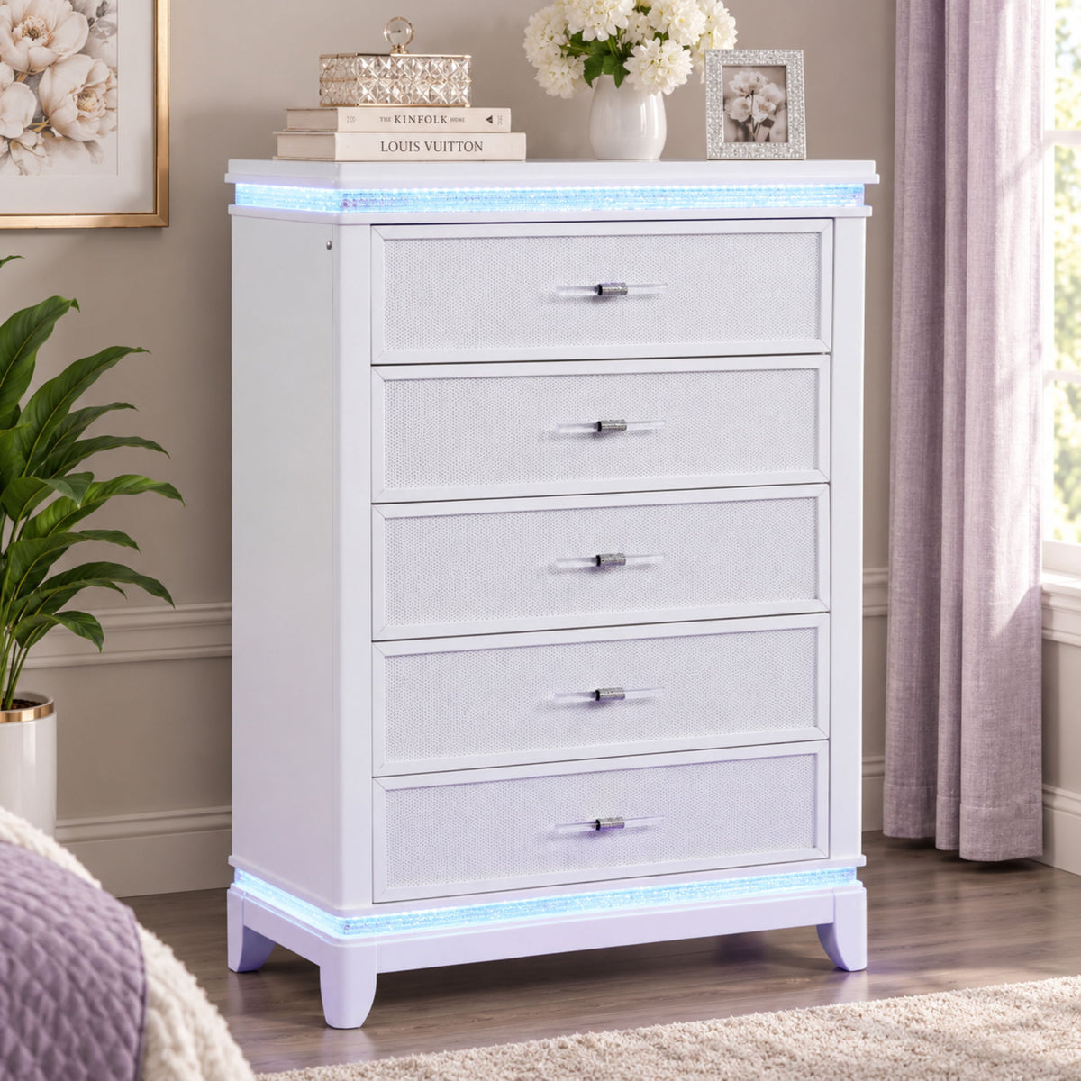 Opium - 5 Drawer Chest - White