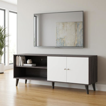 Amidon - TV Stand, With 2 Storage Shelves And 1 Cabinet