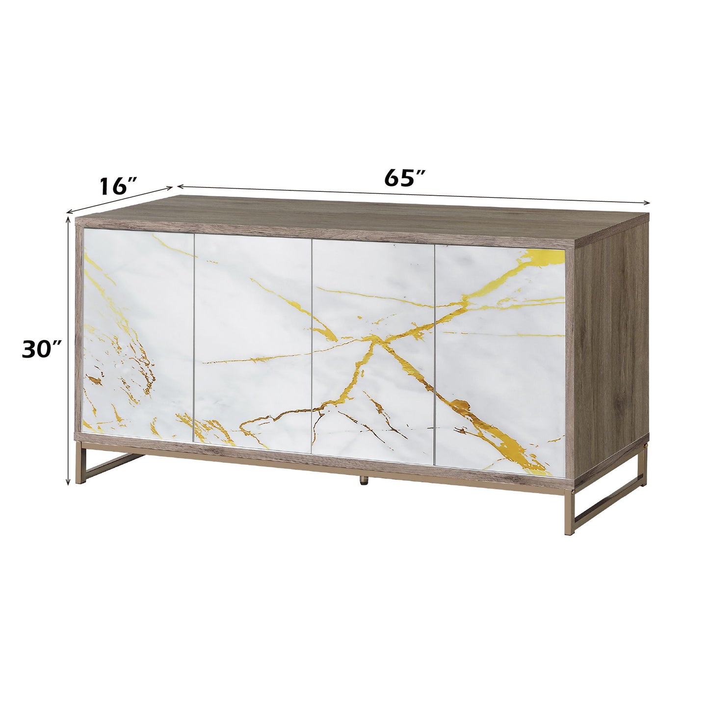 Paavan - Console Cabinet - White / ChampagneChampagne