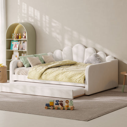 Shell Shaped Upholstered Daybed Frame With Slats