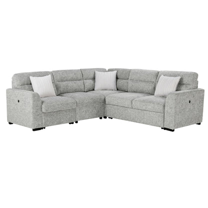 Emiliano - Sectional Sofa With 3 Pillows - Nickel
