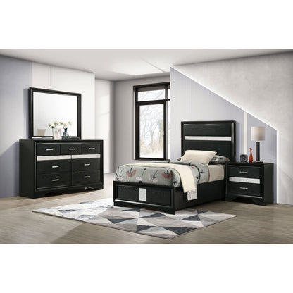 Modern Bedroom Set With Upholstered Headboard And Textured Storage