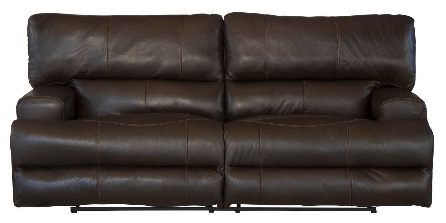 Wembley - Italian Leather Match Lay Flat Reclining Sofa - Chocolate