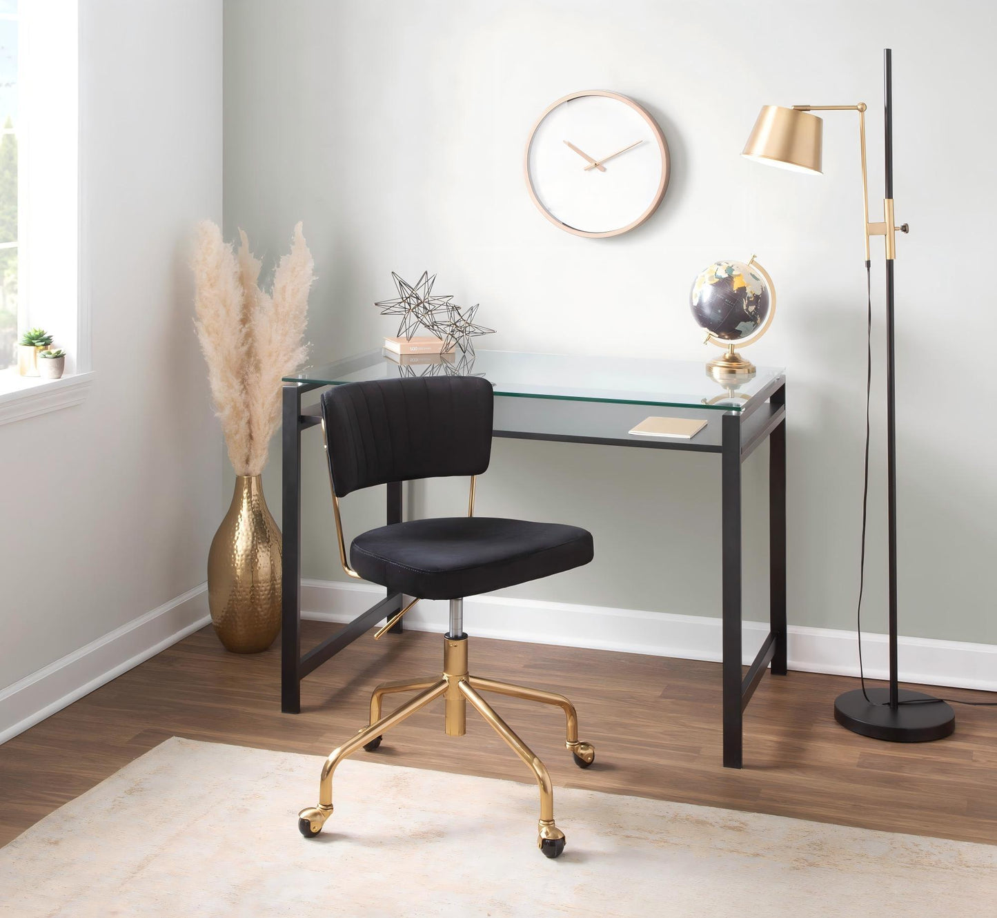 Metric - Industrial Floor Lamp - Black / Antique Brass