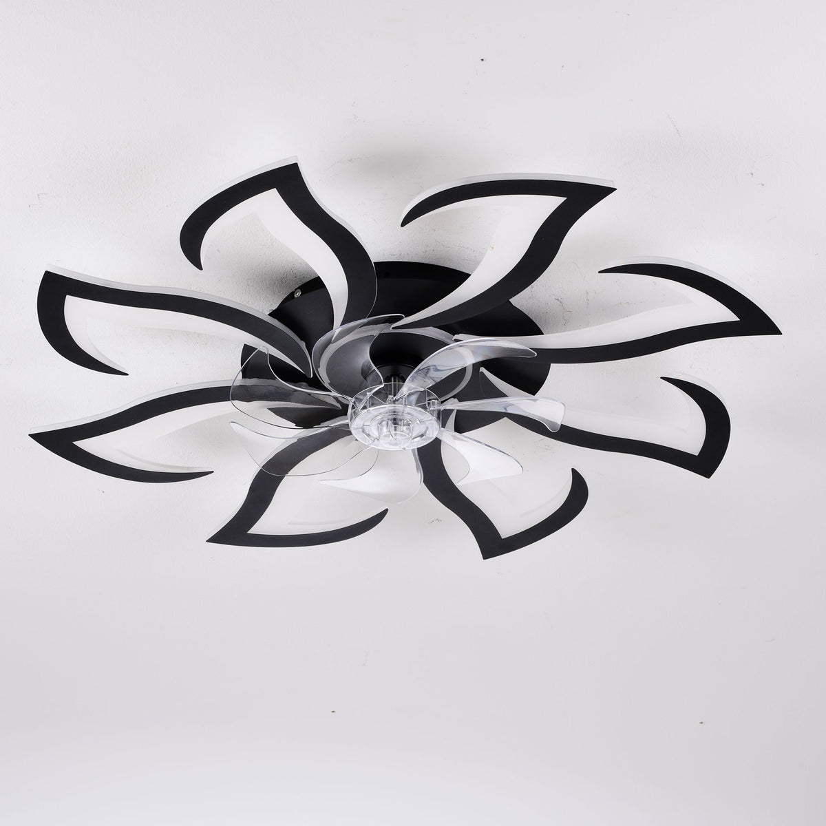 Flower Ceiling Fan With Remote Controlled LED Light, Flush Mount DC Motor Fan