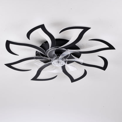 Flower Ceiling Fan With Remote Controlled LED Light, Flush Mount DC Motor Fan