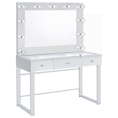 Trevor - 3 Drawer Makeup Vanity Table With Mirror - Chrome