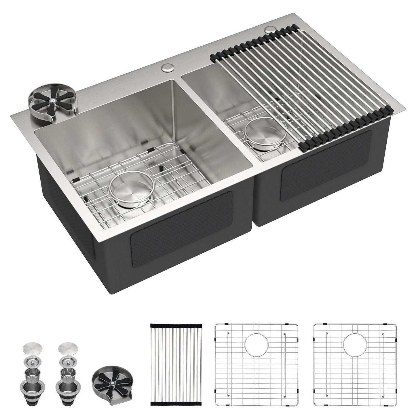 Double Bowl Drop-In Sink With 2 Basins
